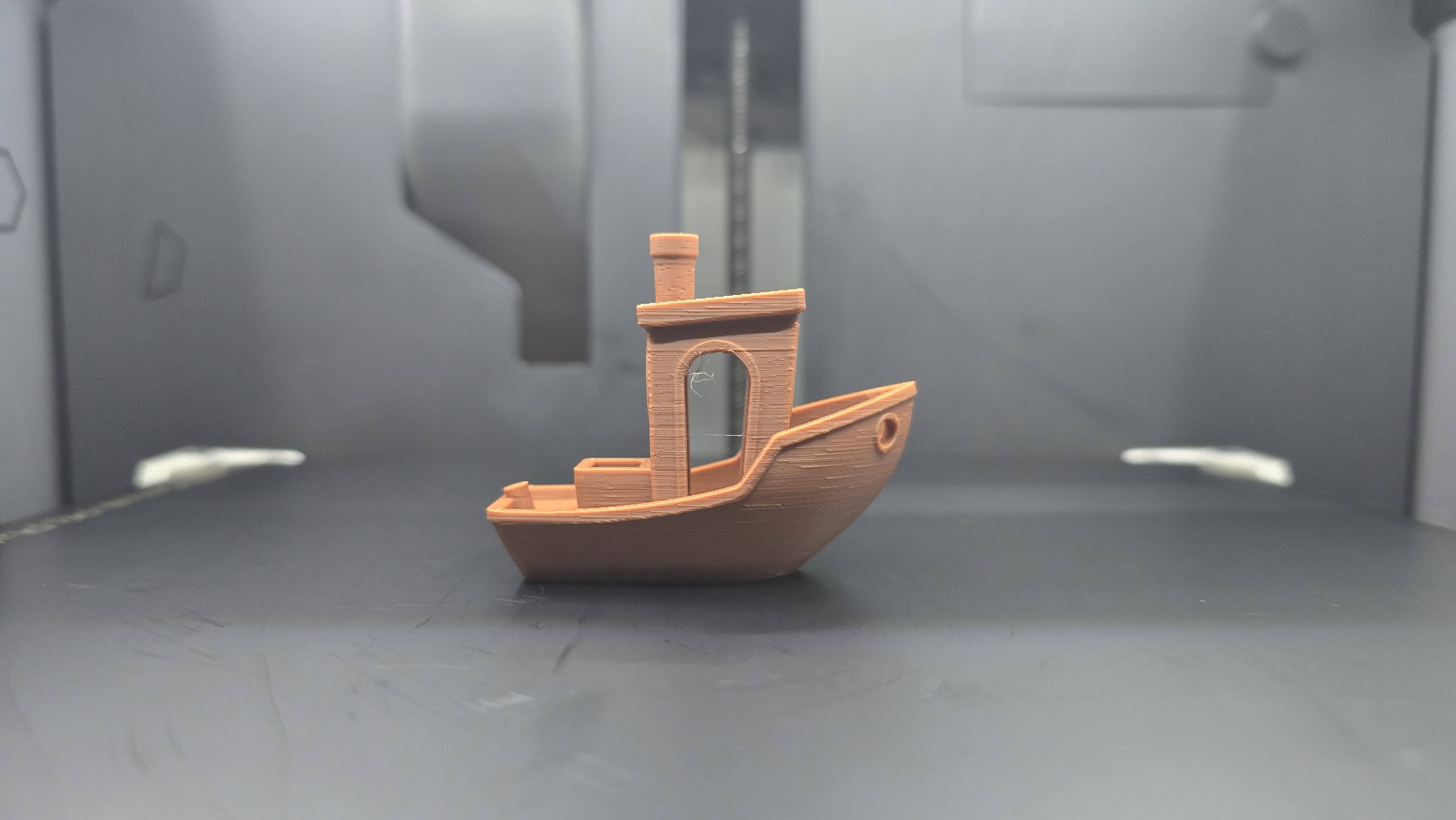 Freshly printed Benchy used for PLA tuning